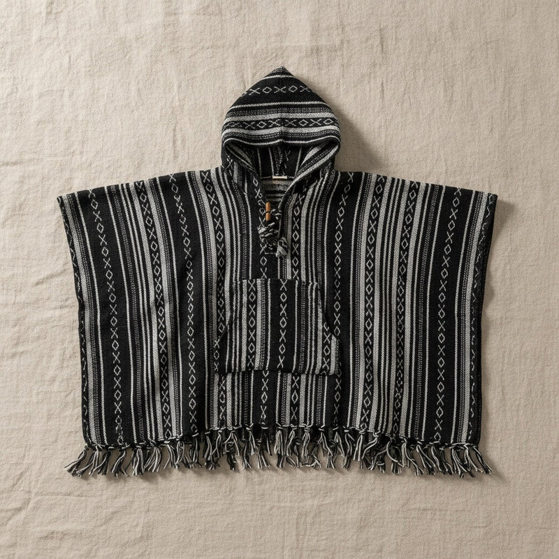 Kids Black Poncho flat lay