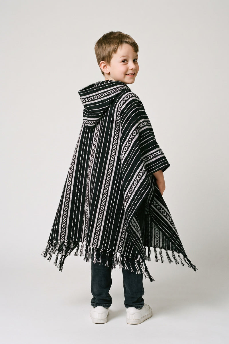 Kids Black Poncho — back view
