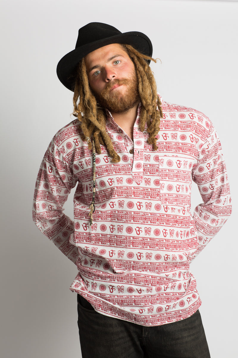 OM Symbol Handmade Nepalese Shirt - Hippie Hut Australia