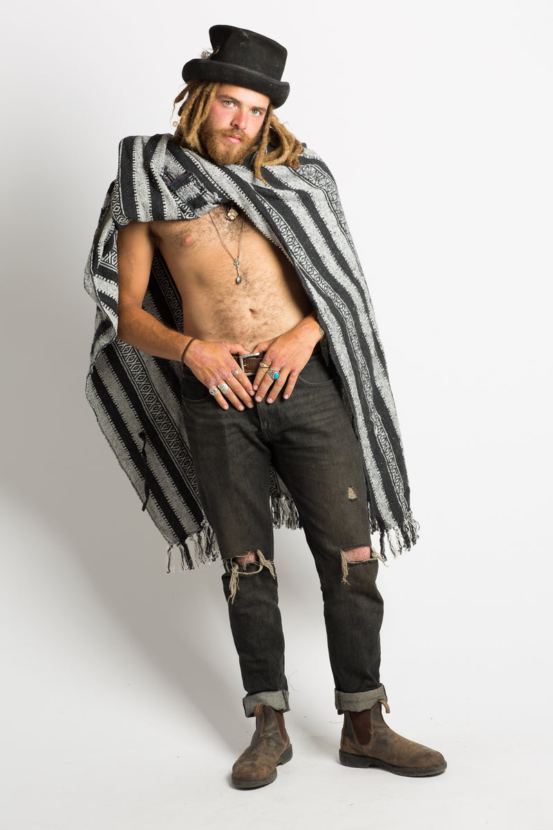Handmade Black Nepalese Poncho - Hippie Hut Australia