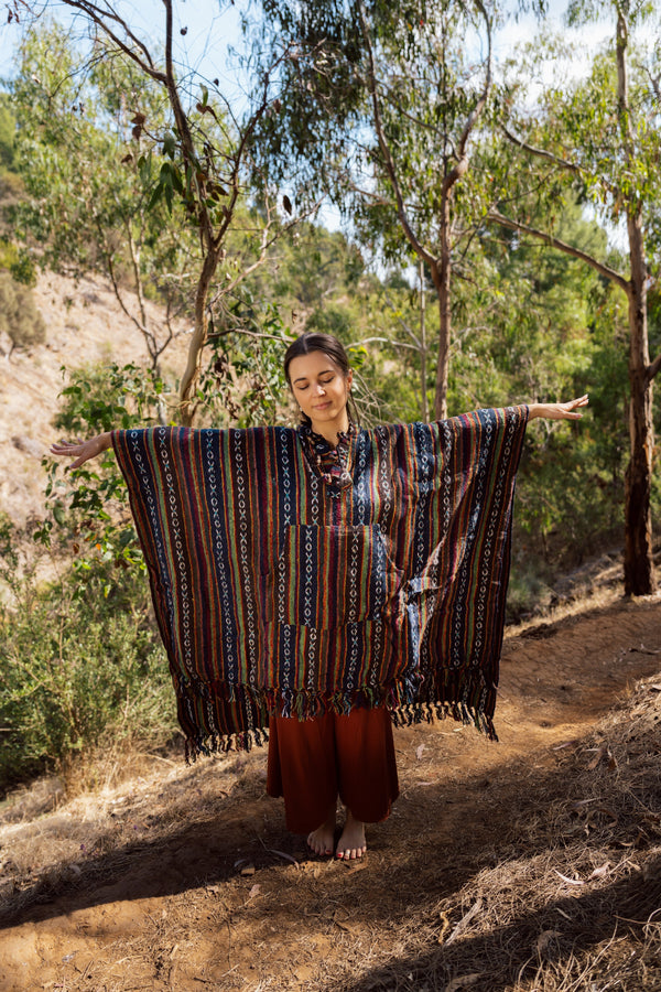 Handmade Earthy Nepalese Poncho, Hippie Hut Australia