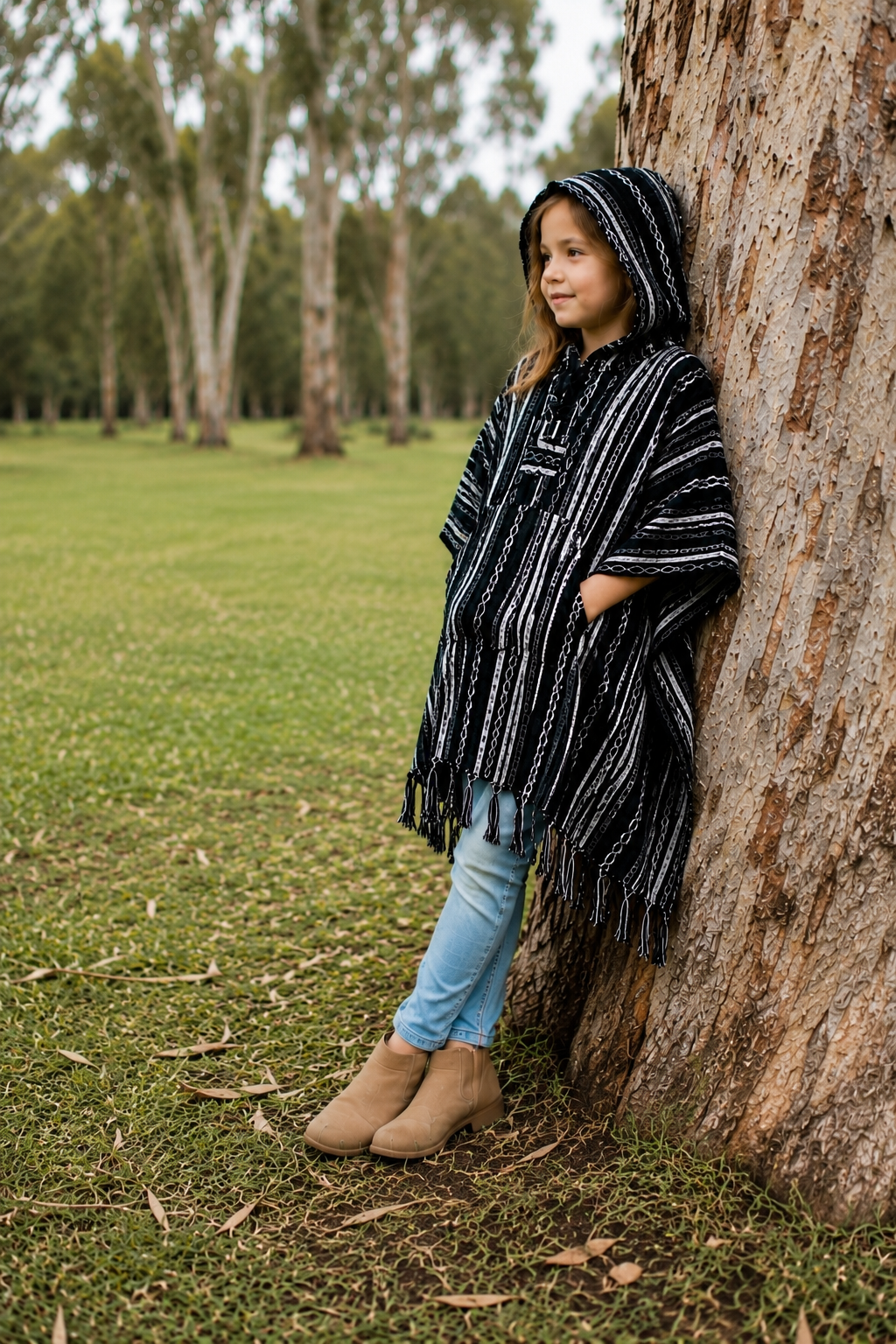 Kids Black Poncho