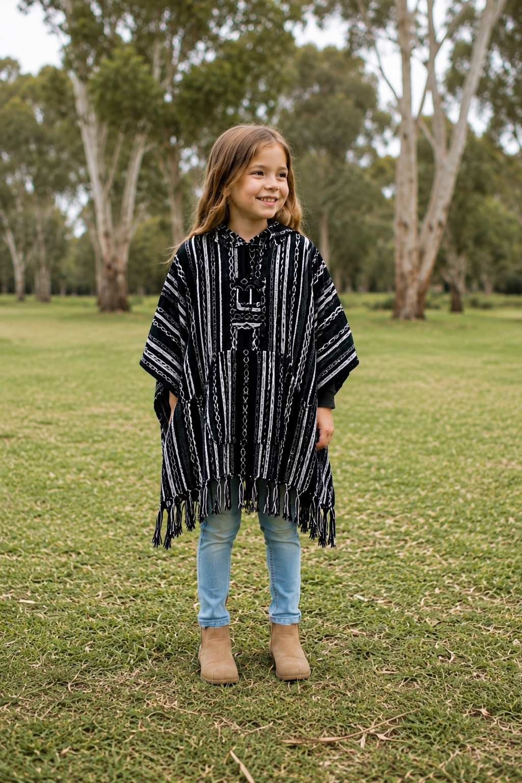 Kids Black Poncho