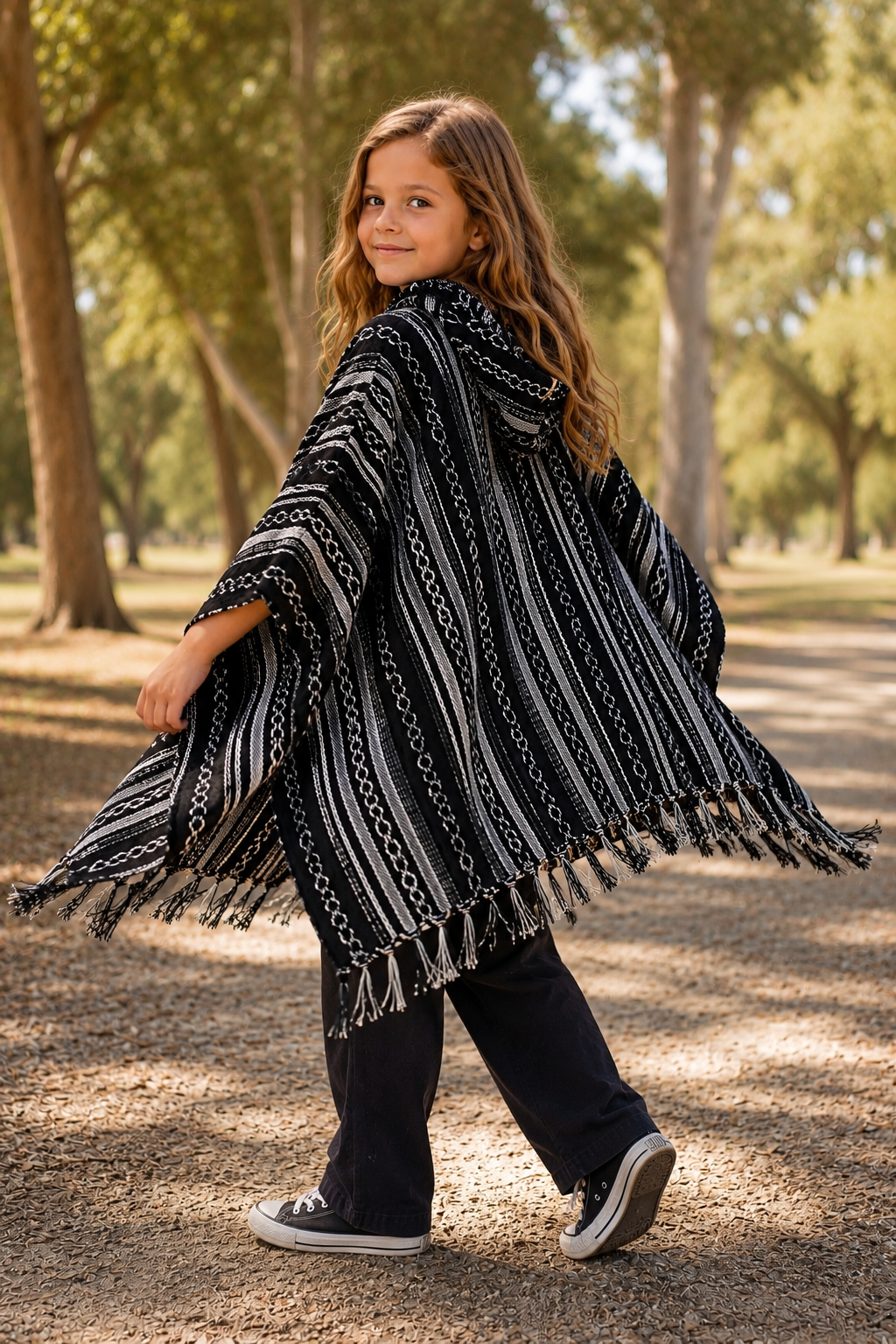 Kids Black Poncho