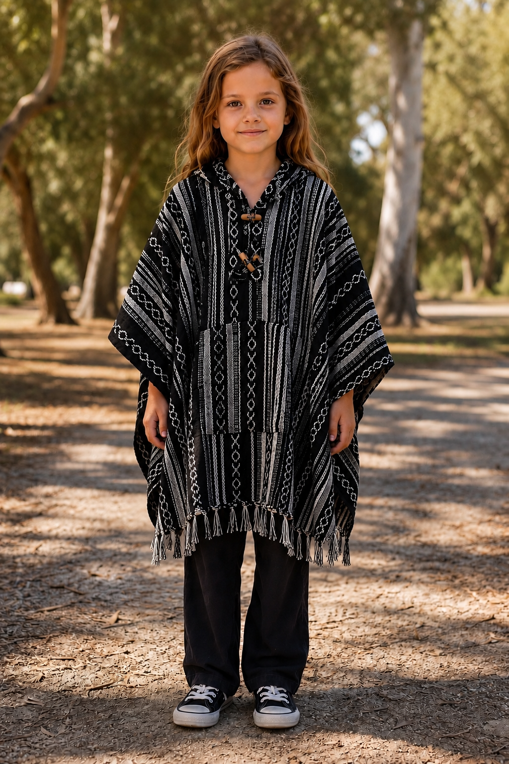 Kids Black Poncho