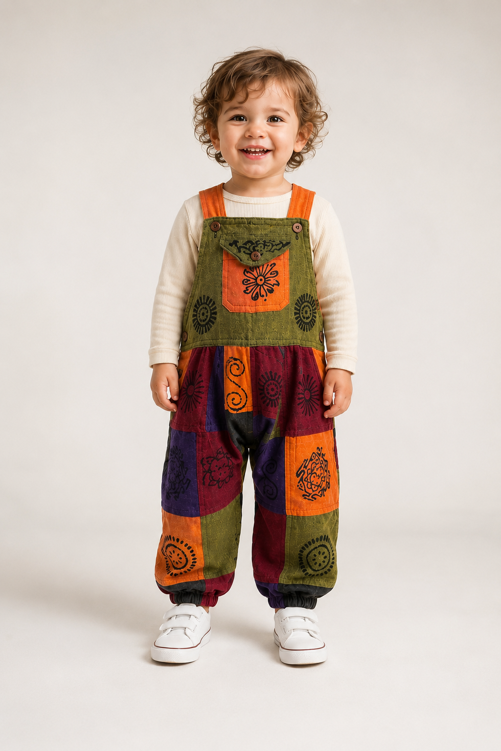 Kids Patchwork Dungarees