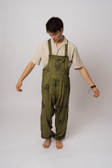 Handmade green Nepalese overalls front view