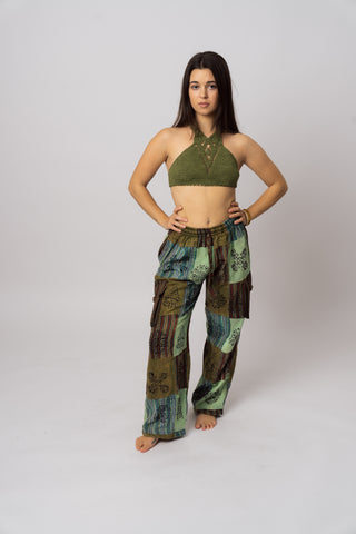 Eden Crop Top, an olive crochet halter