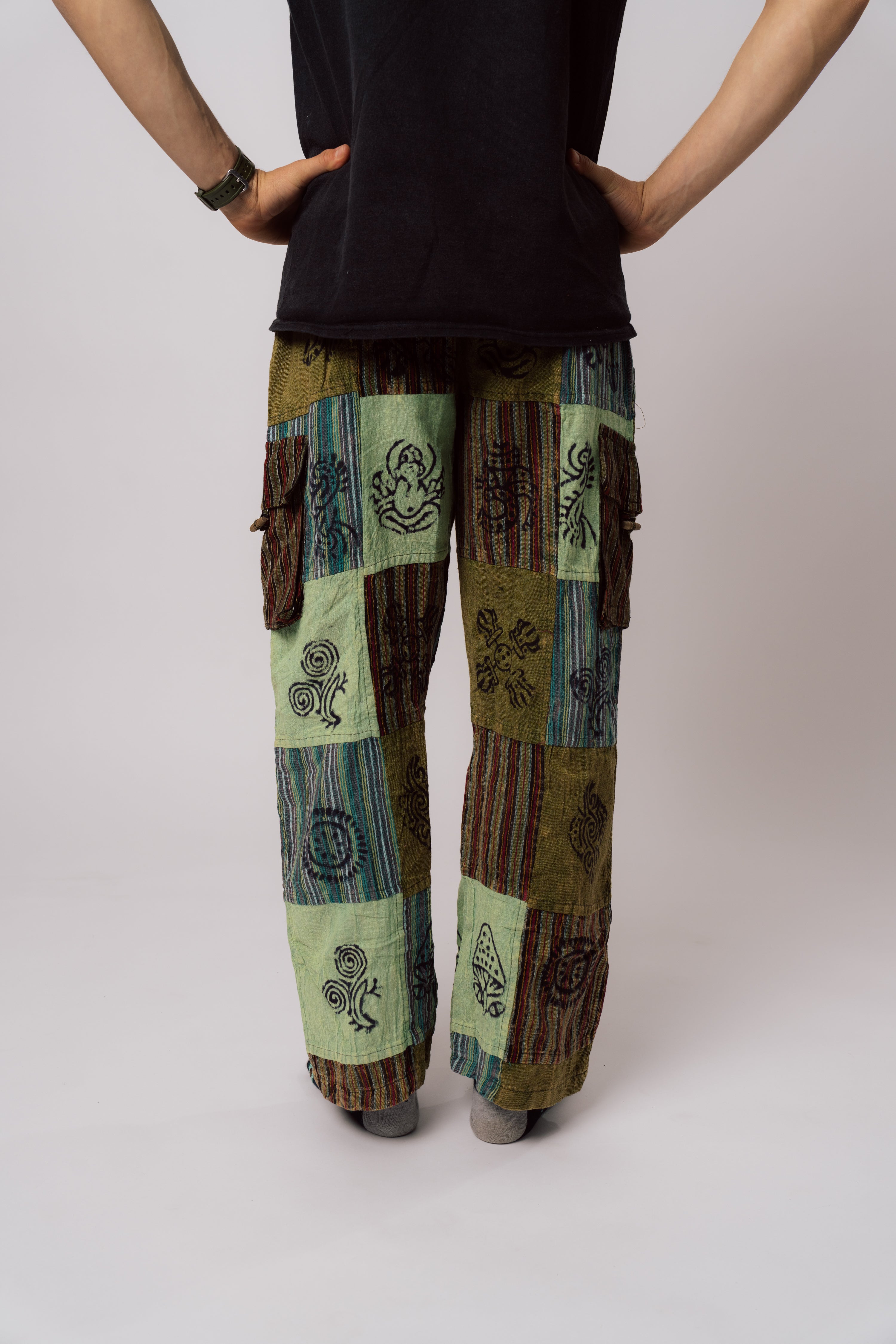 Green Patchwork Pants