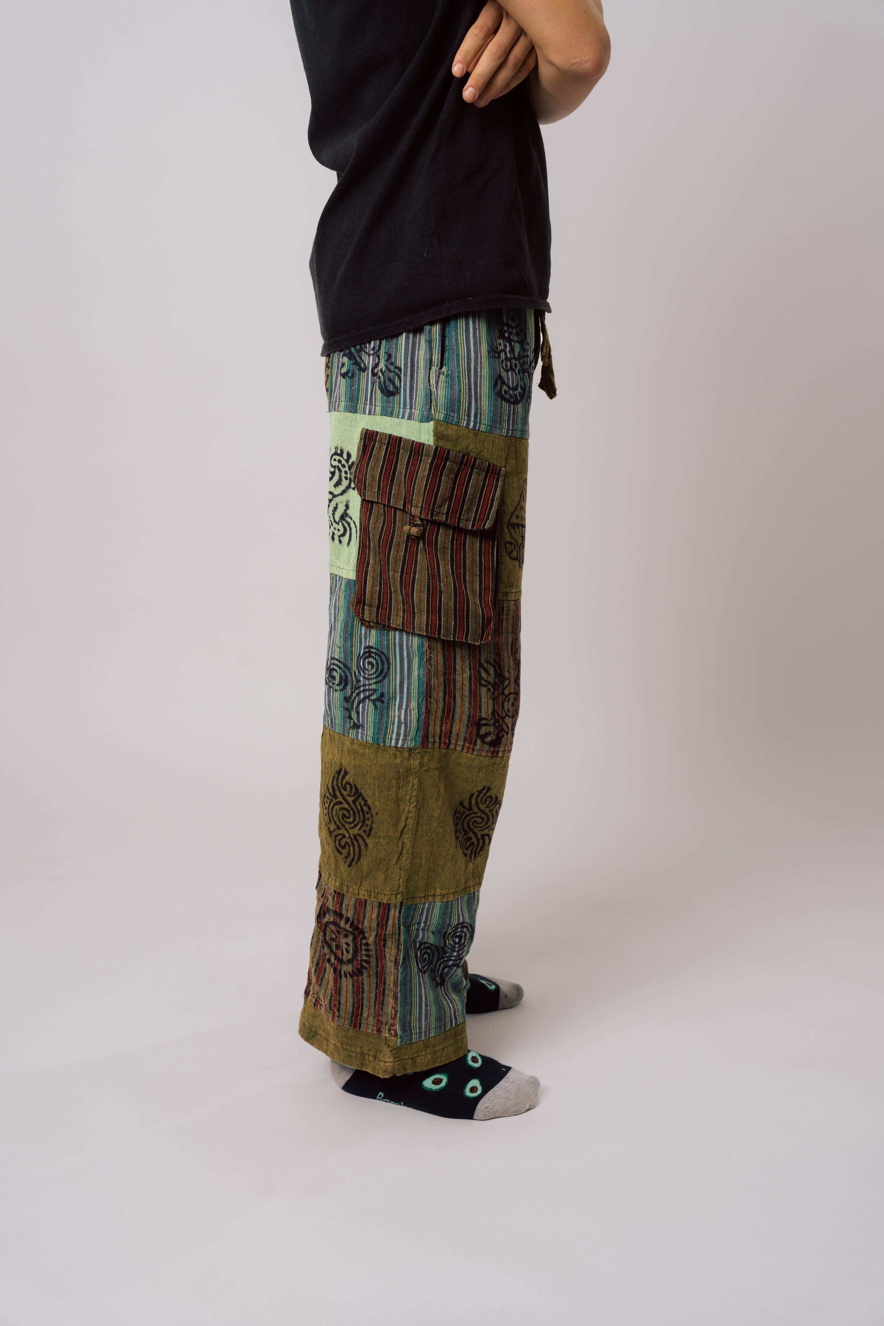 Green Patchwork Pants