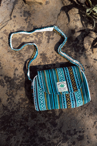 Blue Wave Hemp Shoulder Bag