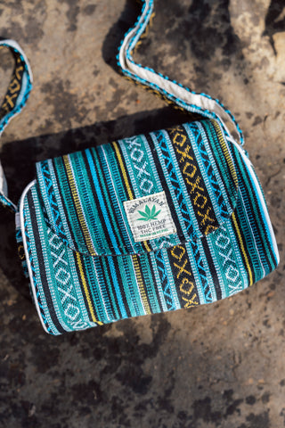 Blue Wave Hemp Shoulder Bag