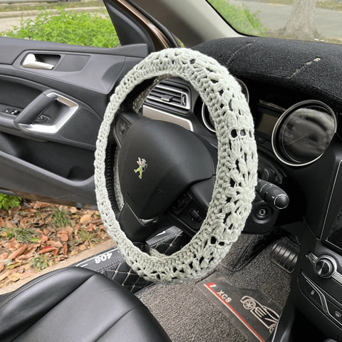 Pearl Crochet Steering Wheel Cover