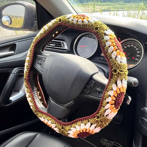 Sunflower Crochet Steering Wheel Cover
