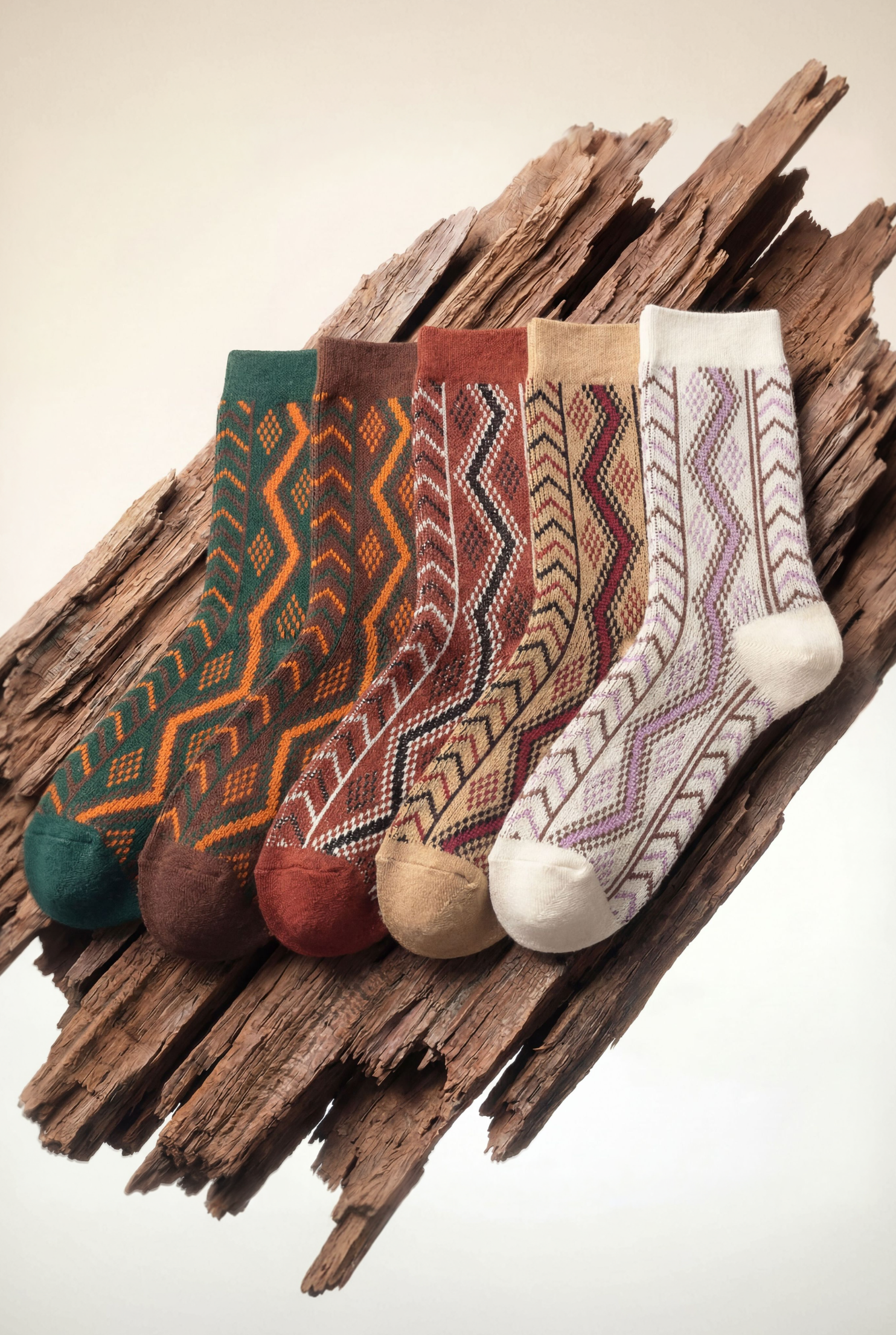 Driftwood Weave Socks - 5 Pack