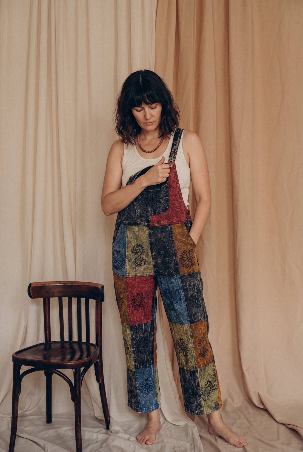 Ana wearing the Emberfield Overalls, studio
