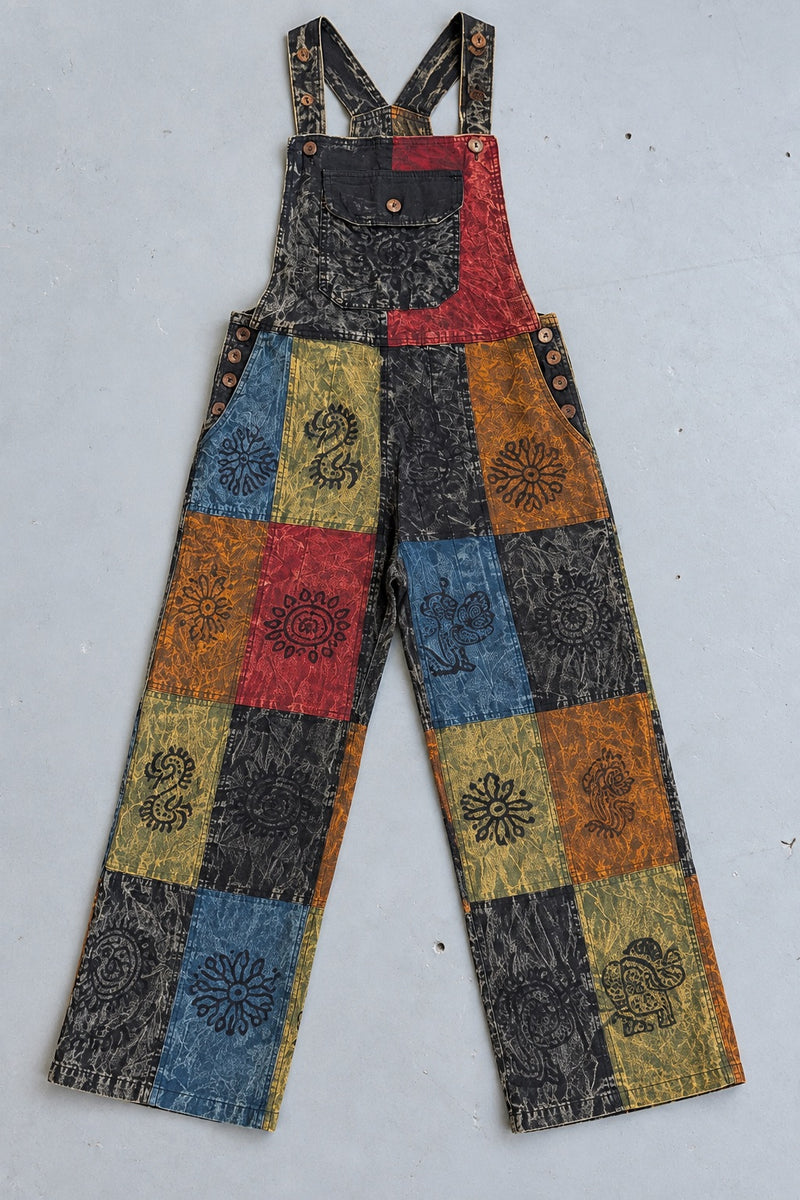 The Emberfield Overalls laid flat, full front view