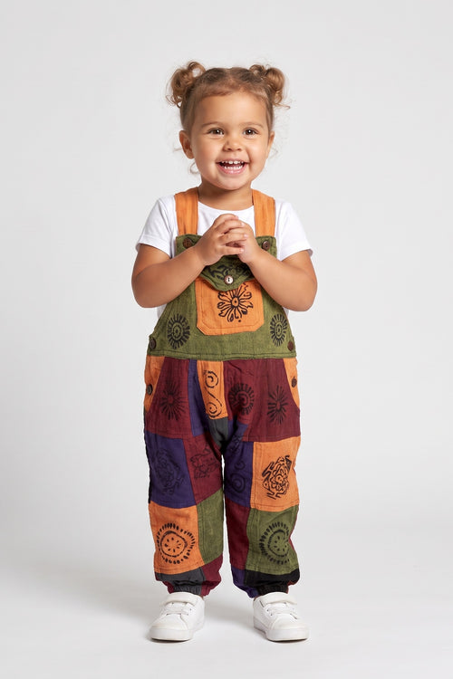 Kids Patchwork Dungarees