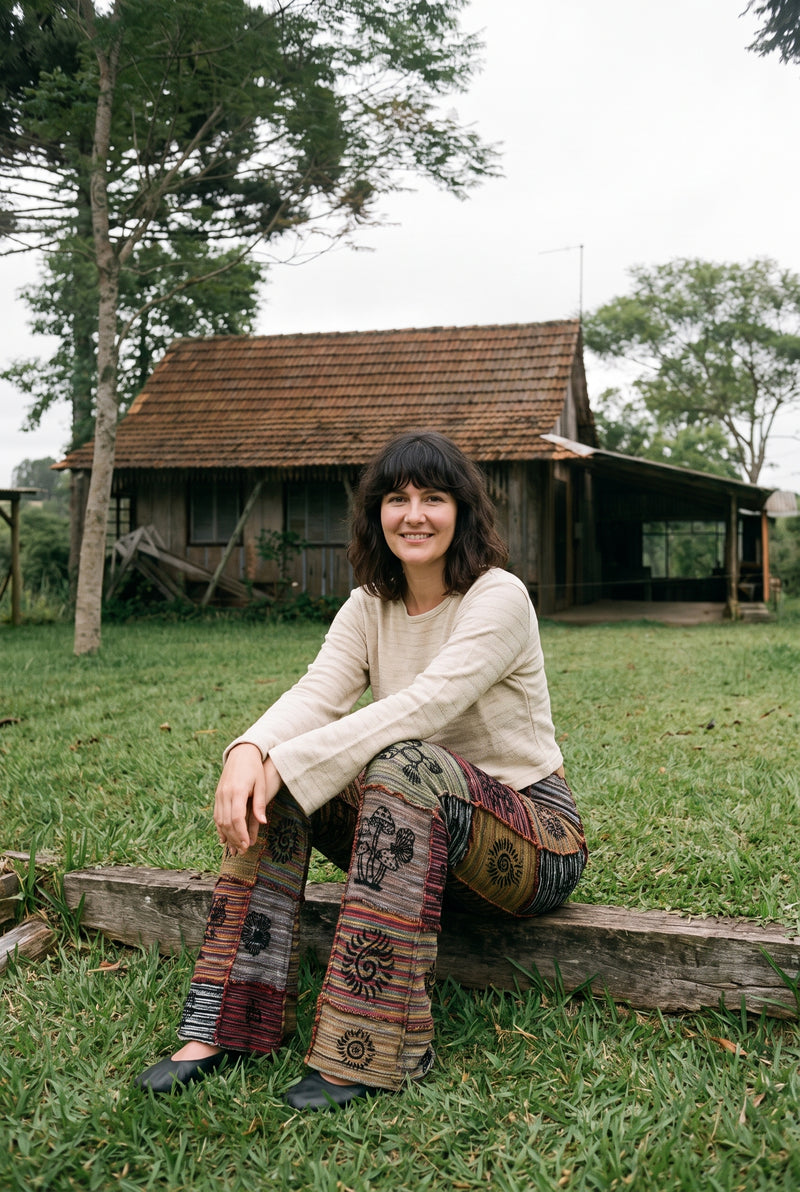 Outfit: Lichen Knit Top in Oat with the Mossgrove Patch Flares.
