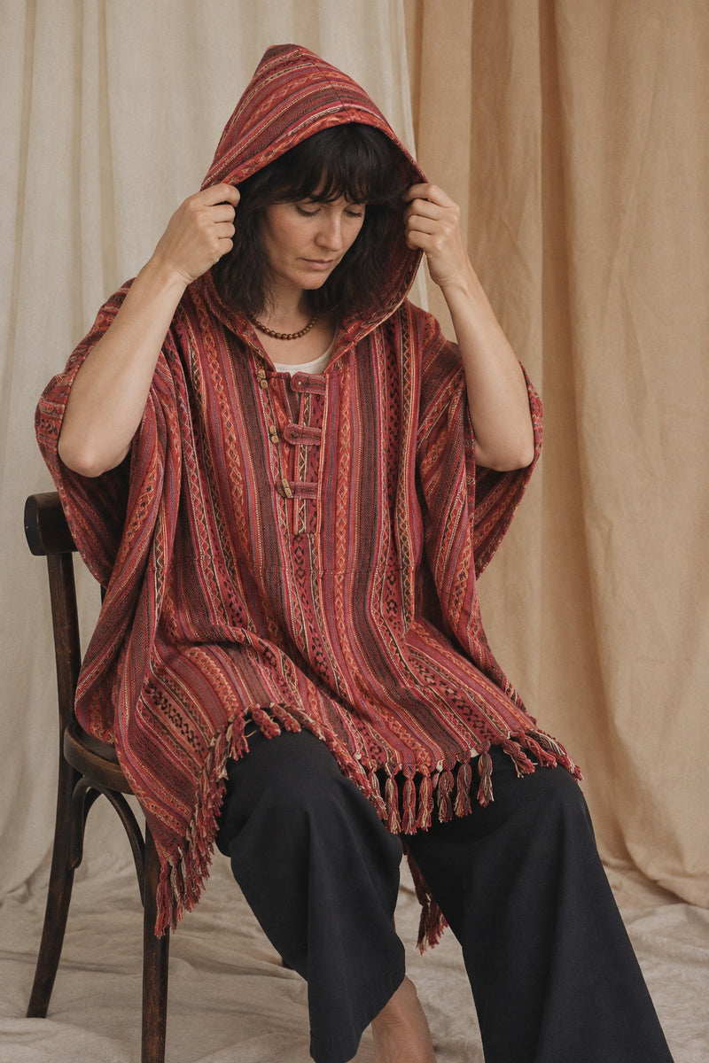Ana wearing the Rosewood Gheri Poncho, lifestyle