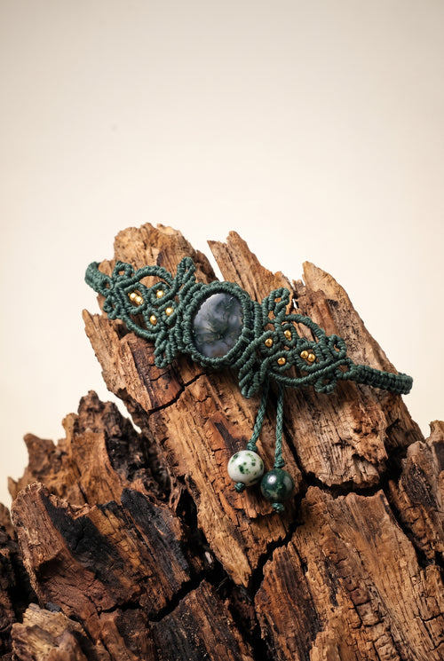 Woven Moss Agate Bracelet