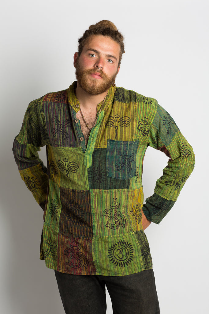 Handmade Green Nepalese Shirt - Hippie Hut Australia 
