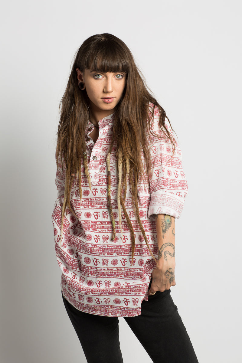 OM Symbol Handmade Nepalese Shirt - Hippie Hut Australia