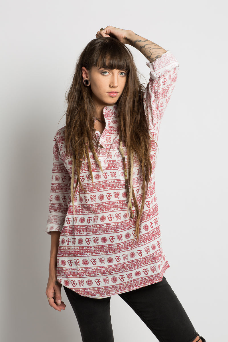 OM Symbol Handmade Nepalese Shirt - Hippie Hut Australia
