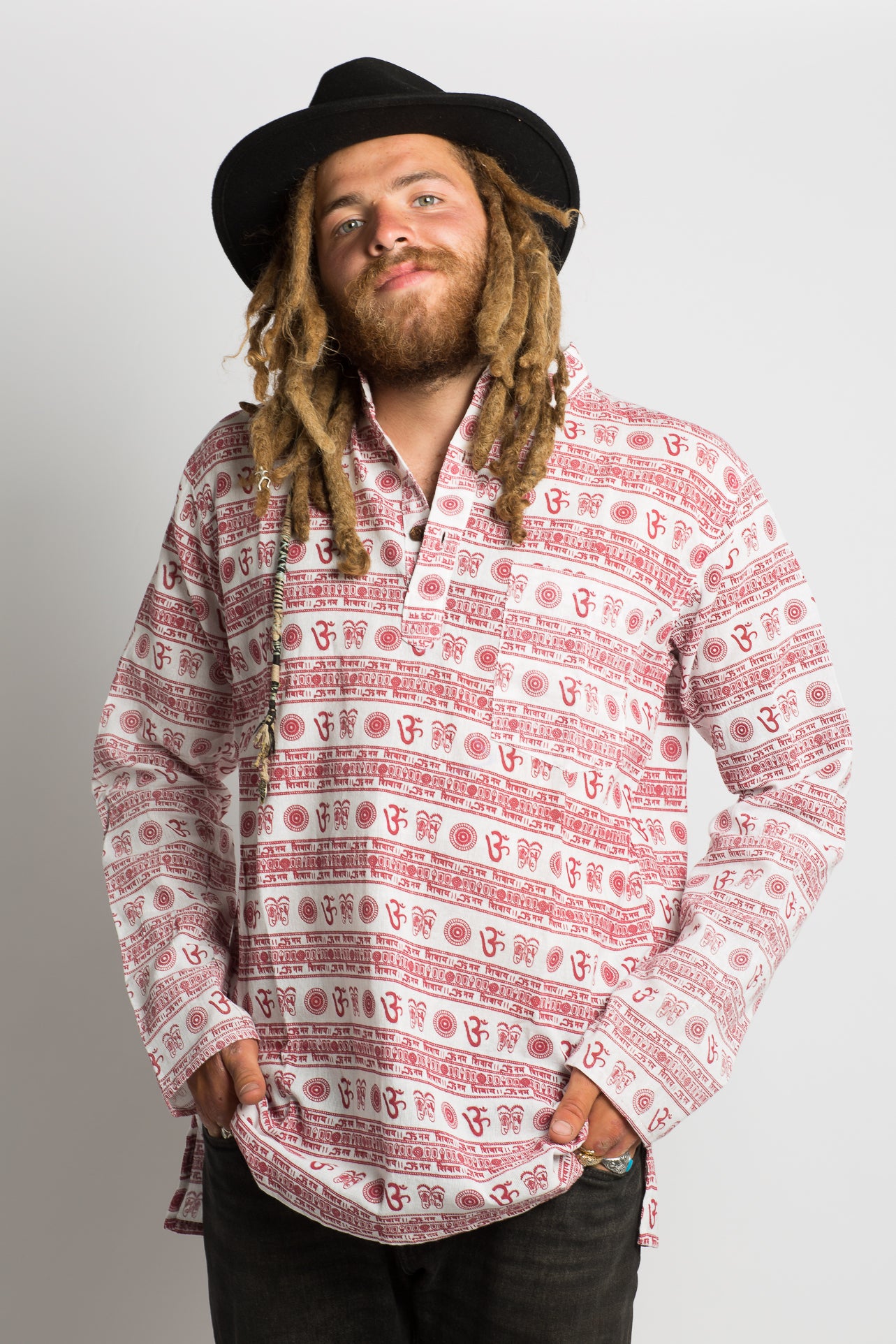 OM Symbol Handmade Nepalese Shirt - Hippie Hut Australia 