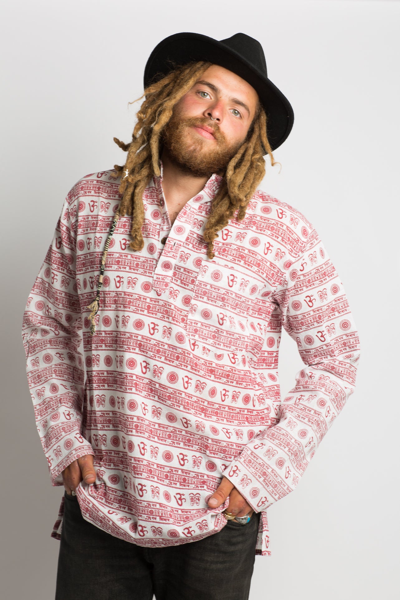 OM Symbol Handmade Nepalese Shirt - Hippie Hut Australia 