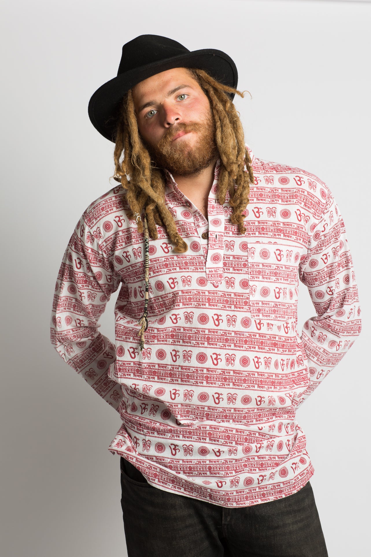 OM Symbol Handmade Nepalese Shirt - Hippie Hut Australia 