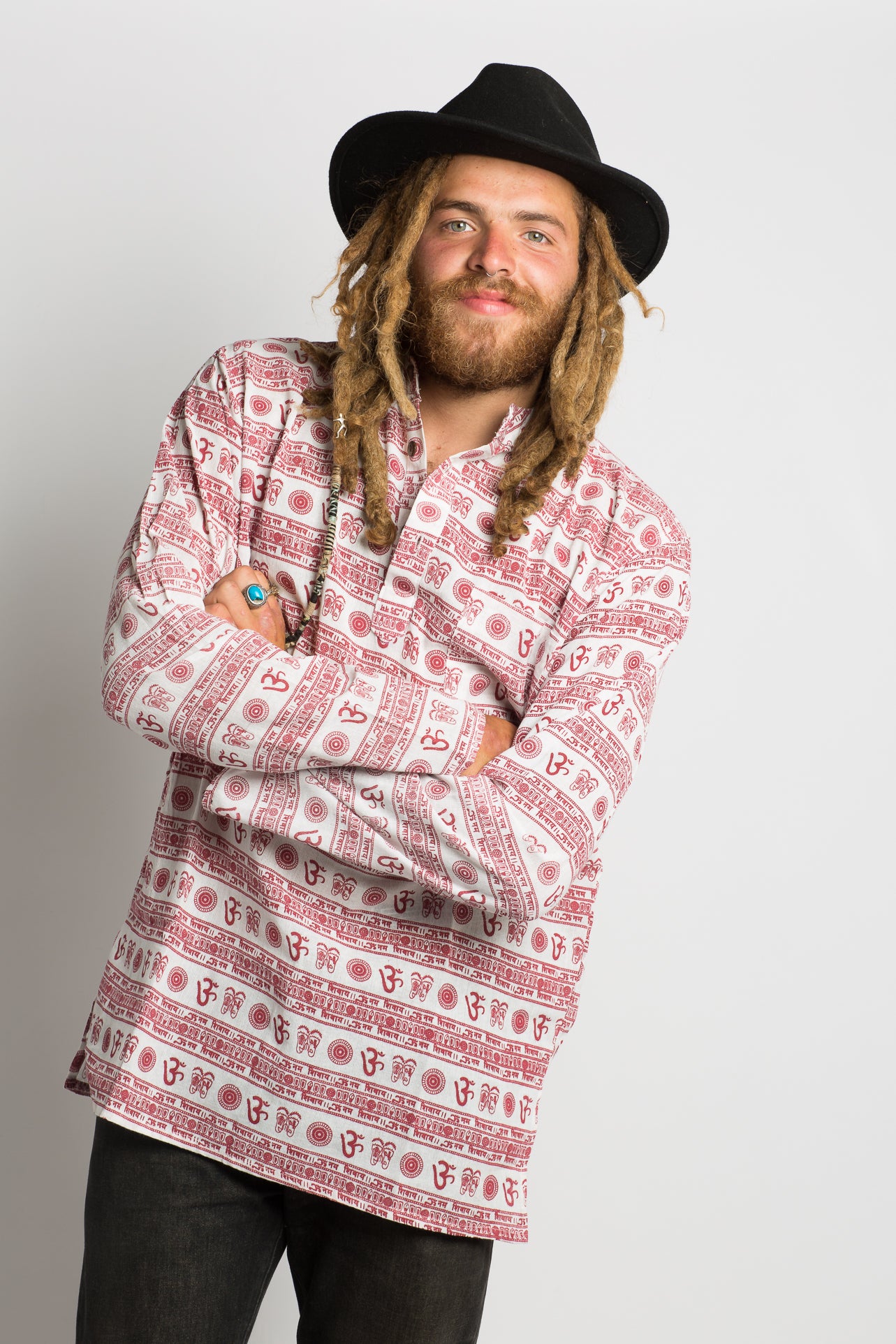 OM Symbol Handmade Nepalese Shirt - Hippie Hut Australia 