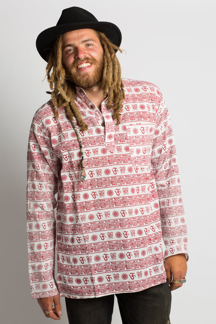 OM Symbol Handmade Nepalese Shirt - Hippie Hut Australia