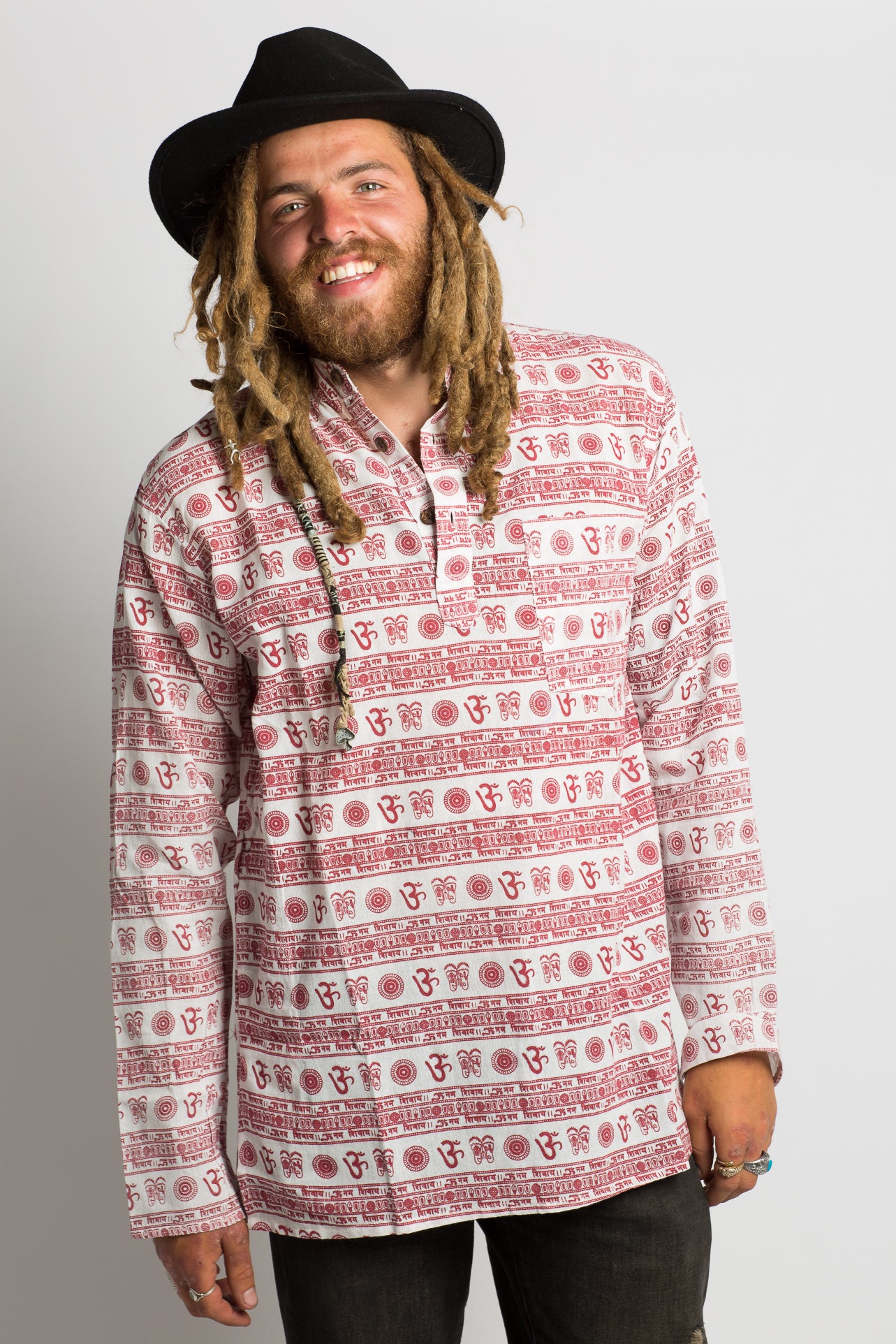 OM Symbol Handmade Nepalese Shirt - Hippie Hut Australia 