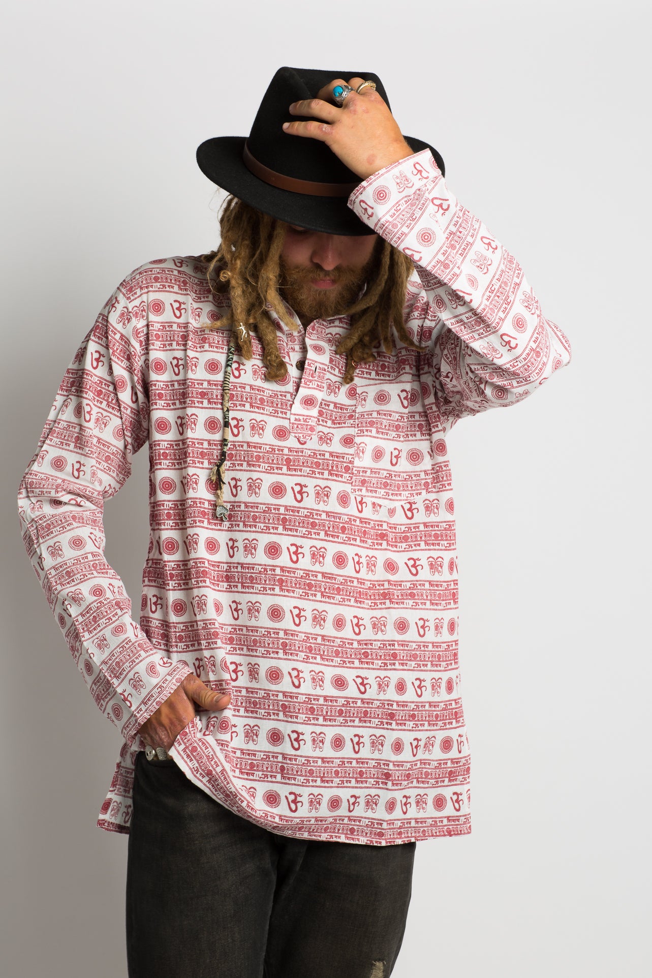 OM Symbol Handmade Nepalese Shirt - Hippie Hut Australia 