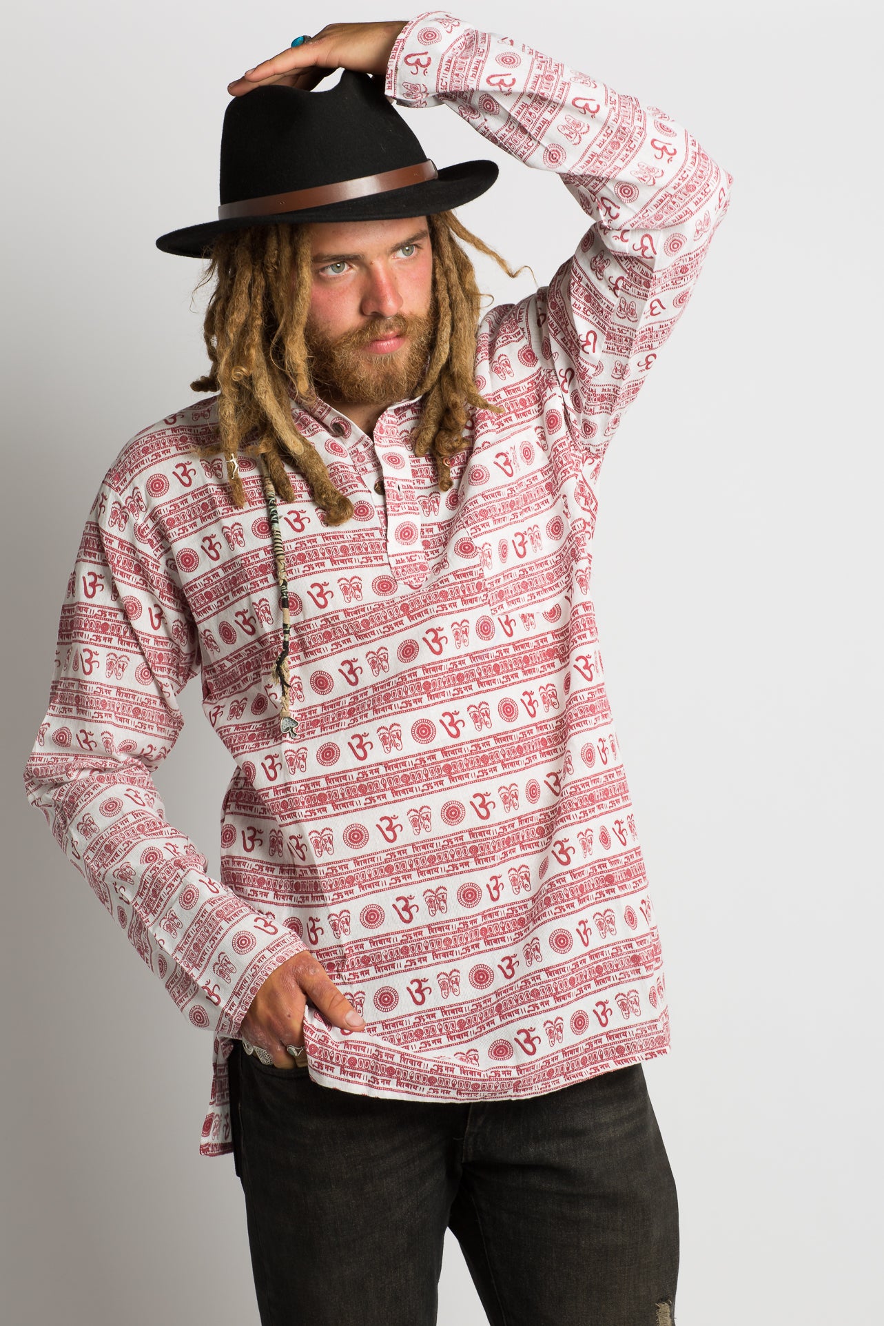 OM Symbol Handmade Nepalese Shirt - Hippie Hut Australia 