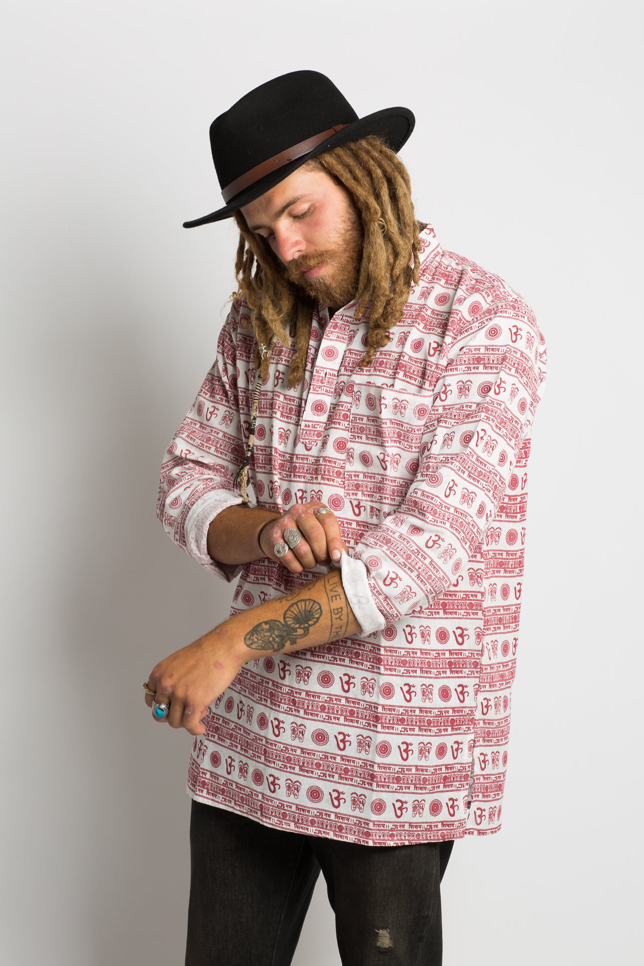 OM Symbol Handmade Nepalese Shirt - Hippie Hut Australia 