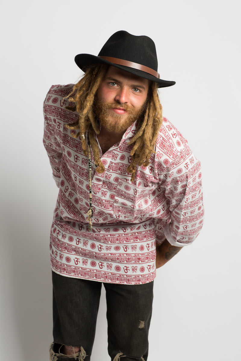 OM Symbol Handmade Nepalese Shirt - Hippie Hut Australia