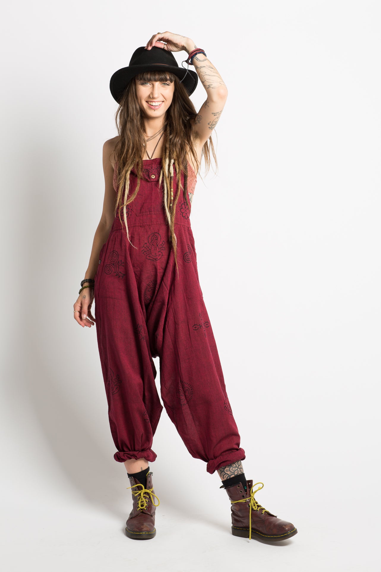 Handmade Nepalese Red Overalls - Hippie Hut Australia 