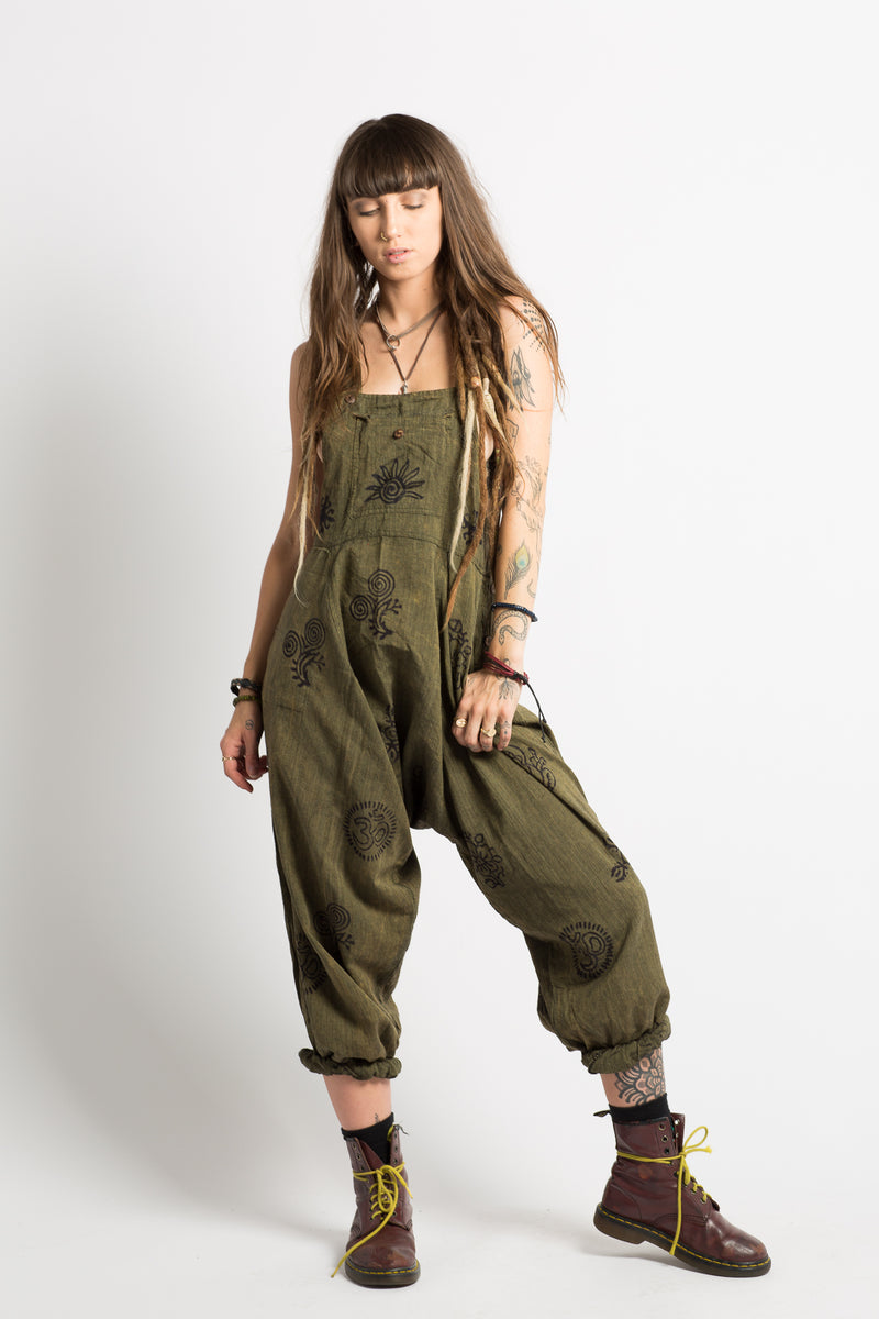 Handmade Green Nepalese Overalls - Hippie Hut Australia