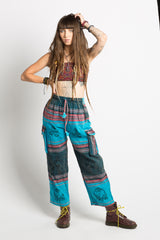 Handmade Unisex Blue Patterned Nepalese Pants - Hippie Hut Australia
