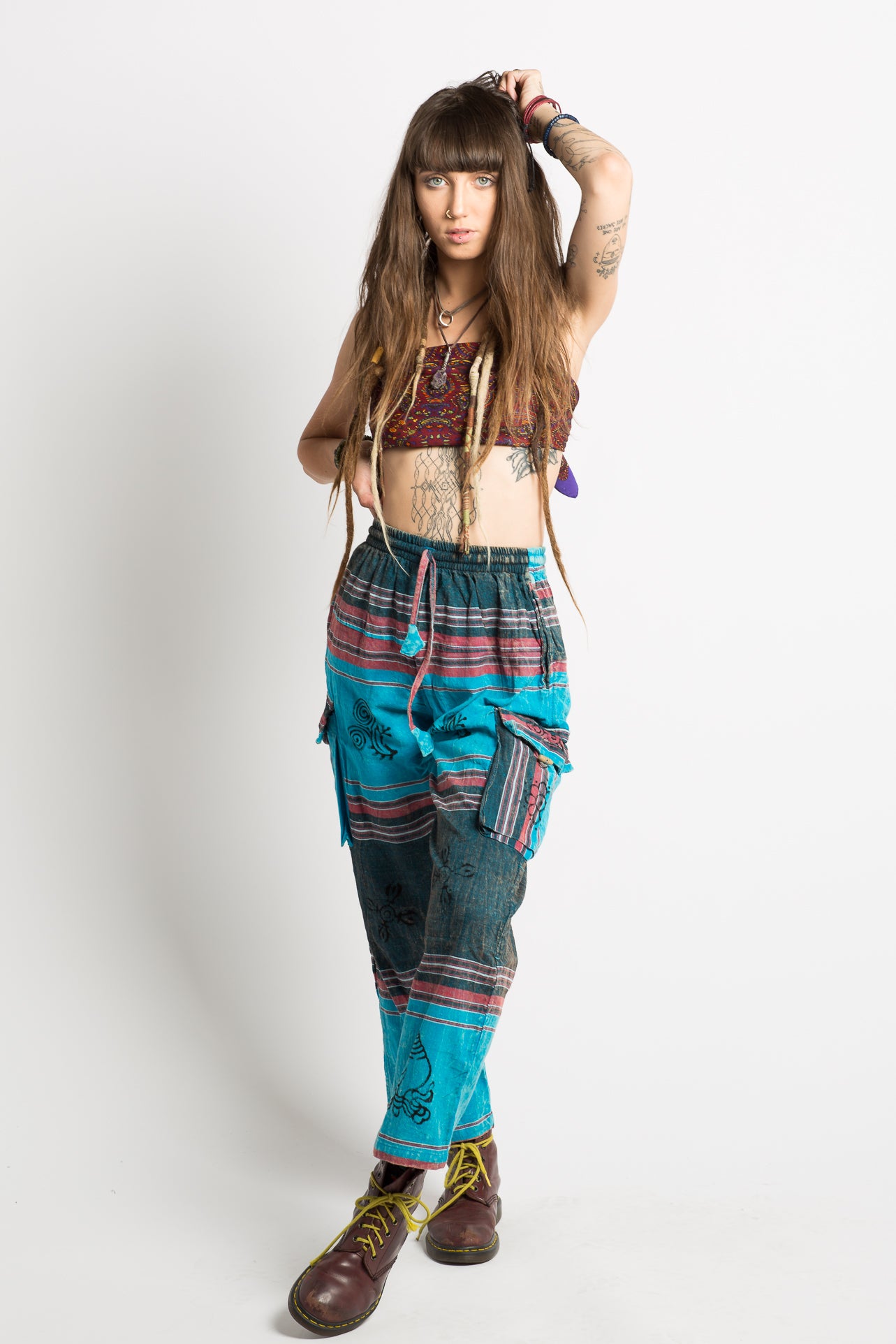 Handmade Unisex Blue Patterned Nepalese Pants - Hippie Hut Australia 