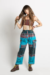 Handmade Unisex Blue Patterned Nepalese Pants - Hippie Hut Australia