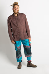 Handmade Unisex Blue Patterned Nepalese Pants - Hippie Hut Australia