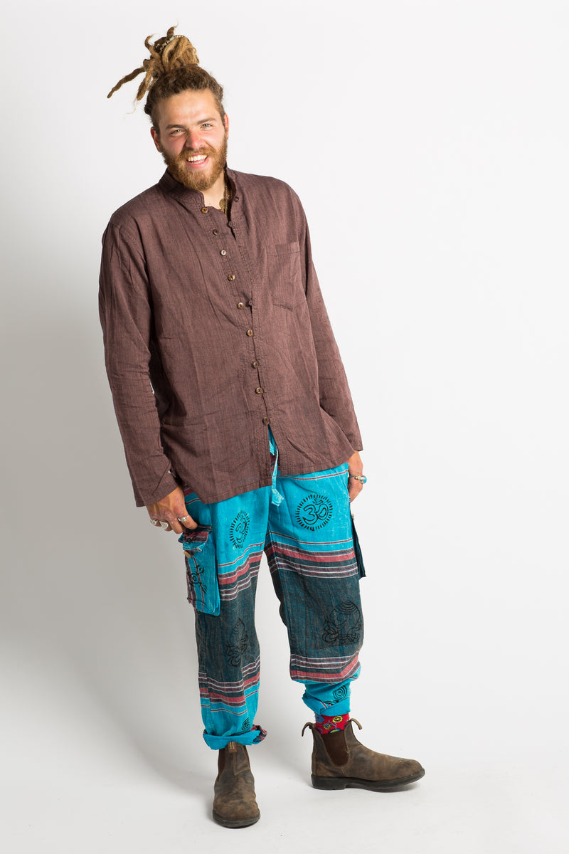 Handmade Unisex Blue Patterned Nepalese Pants - Hippie Hut Australia