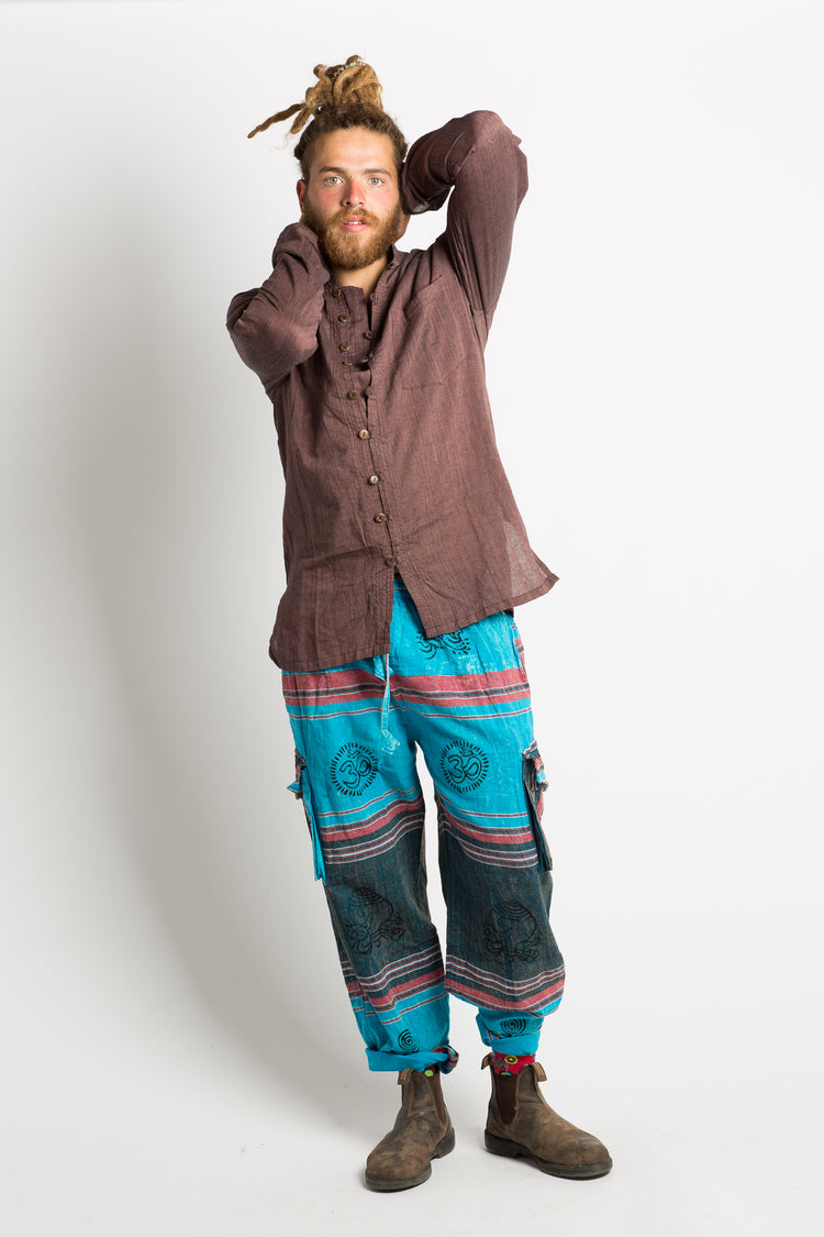 Handmade Unisex Blue Patterned Nepalese Pants - Hippie Hut Australia