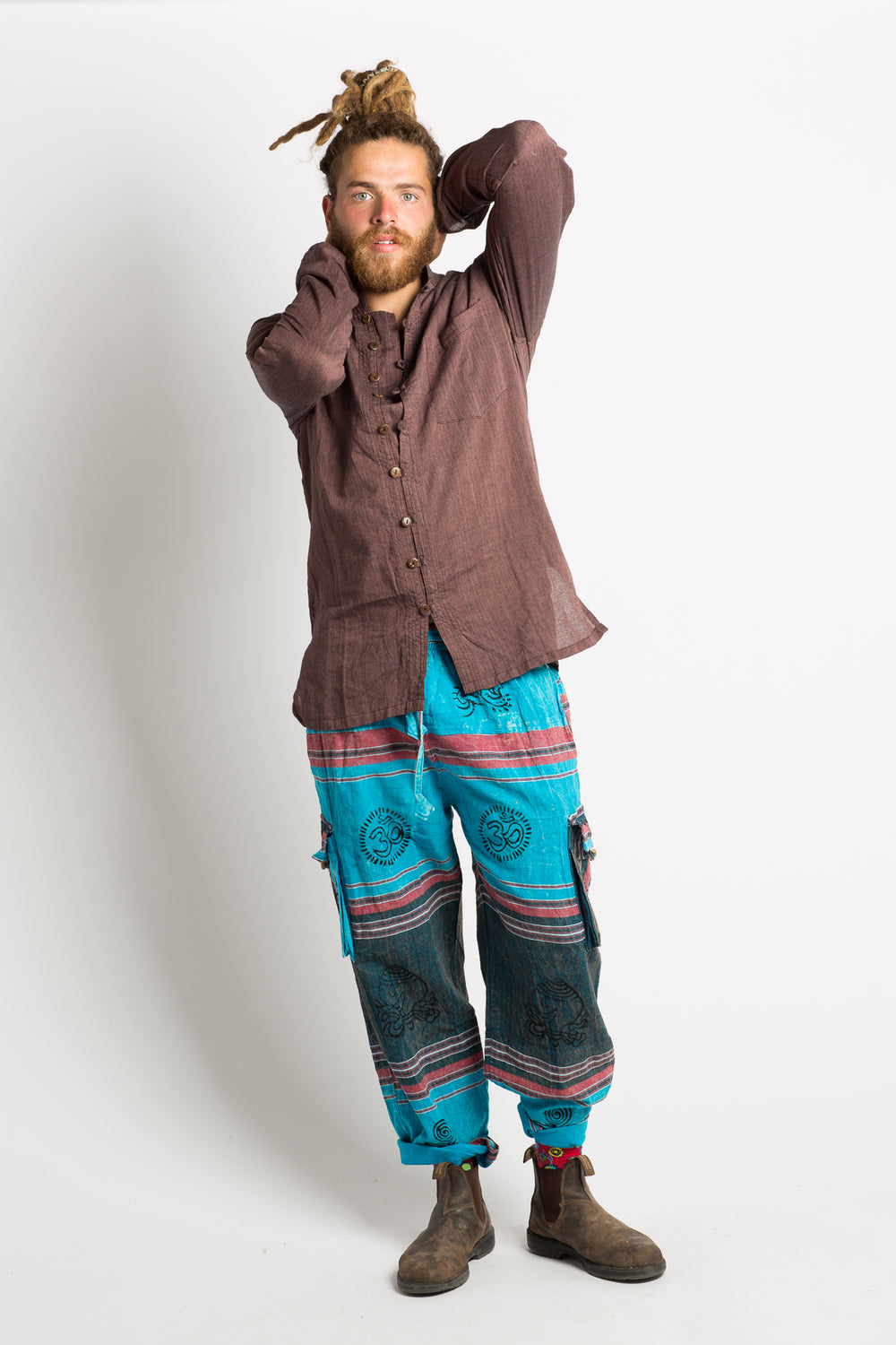 Handmade Unisex Blue Patterned Nepalese Pants - Hippie Hut Australia