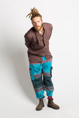 Handmade Unisex Blue Patterned Nepalese Pants - Hippie Hut Australia