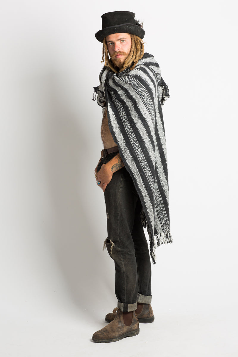 Handmade Black Nepalese Poncho - Hippie Hut Australia