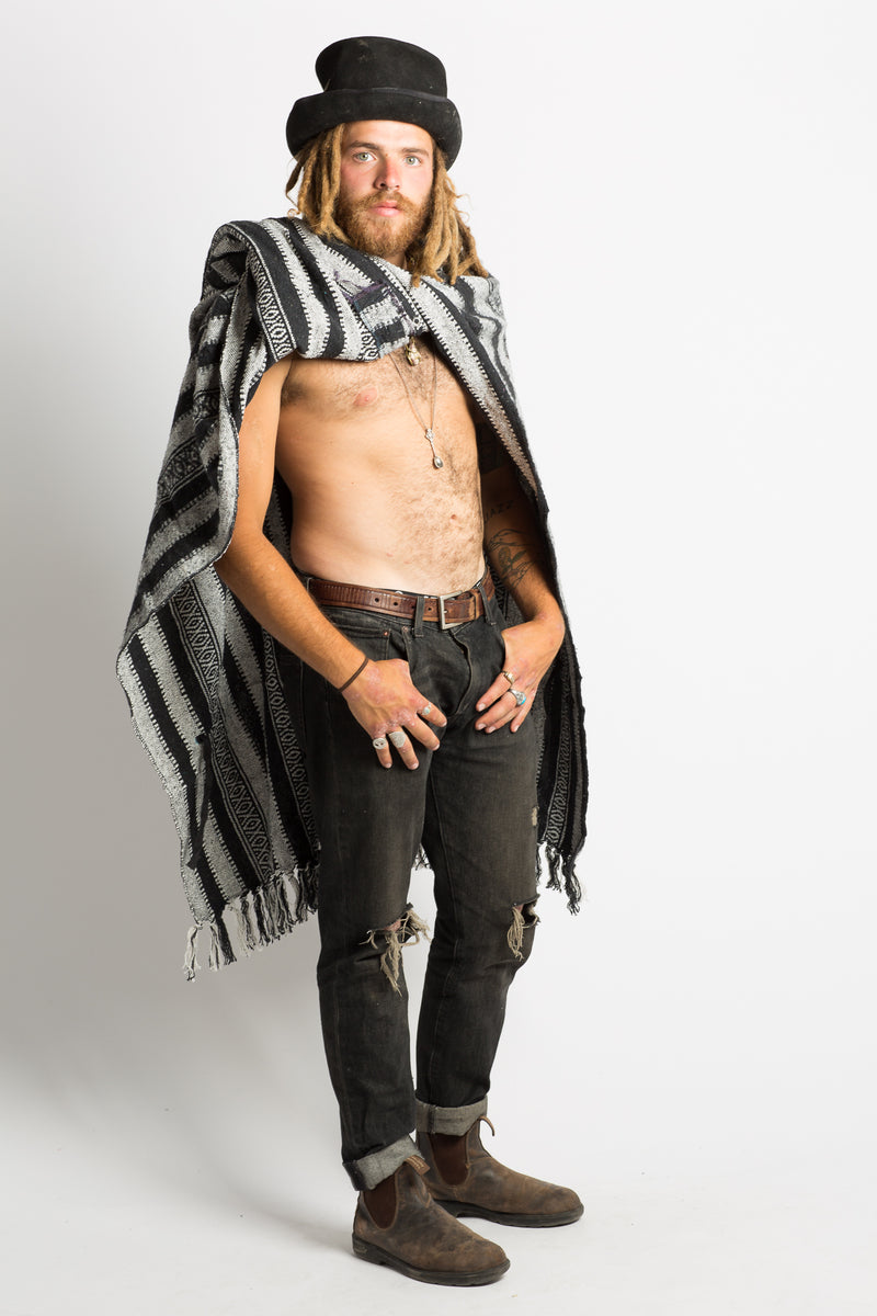 Handmade Black Nepalese Poncho - Hippie Hut Australia